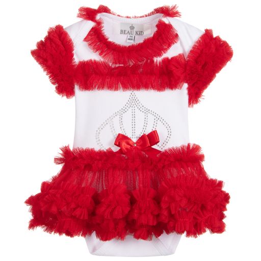 Beau KiD-Белое боди из хлопка и тюля для малышей | Childrensalon Outlet