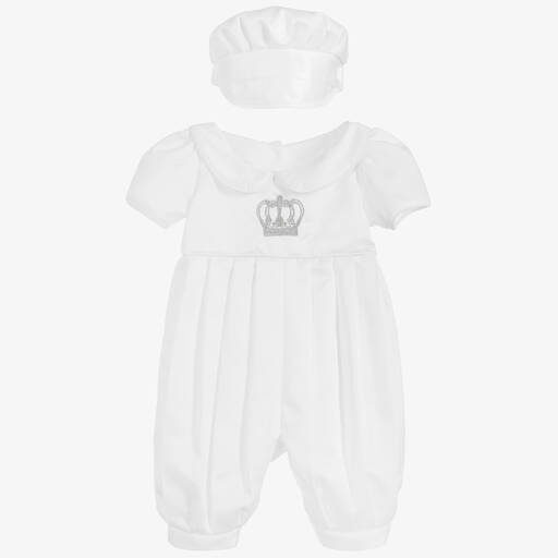 Beau KiD-White Satin Babysuit Set | Childrensalon Outlet