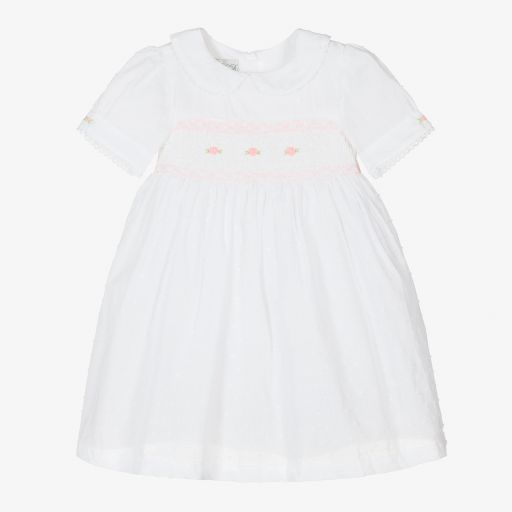 Beau KiD-Weißes, gesmoktes Plumetis-Kleid | Childrensalon Outlet