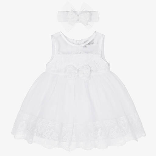 Beau KiD-White Tulle Baby Dress Set | Childrensalon Outlet