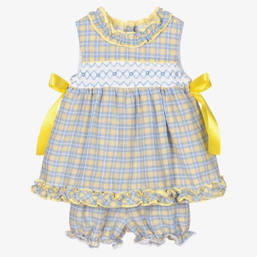 Beau KiD-Yellow & Blue Check Dress Set | Childrensalon Outlet
