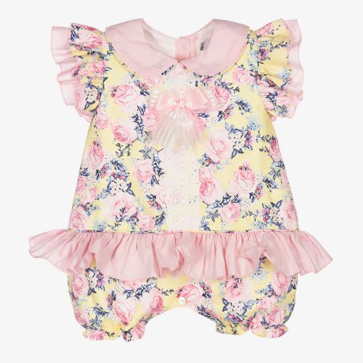 Beau KiD-Yellow & Pink Floral Shortie  | Childrensalon Outlet