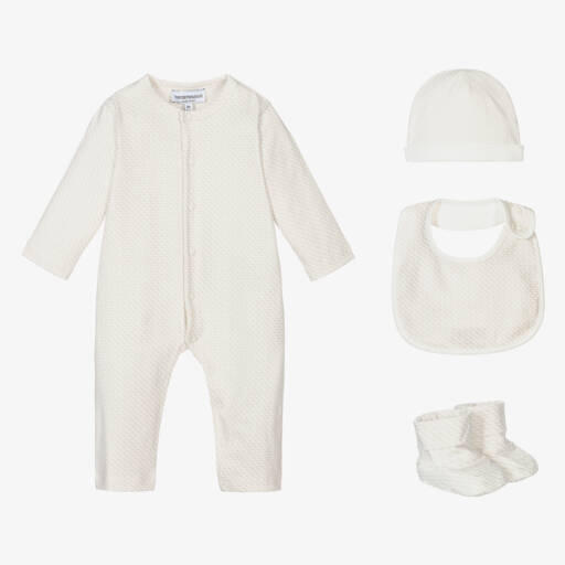 Emporio Armani-Beige 4 Piece Babysuit Gift Set | Childrensalon Outlet