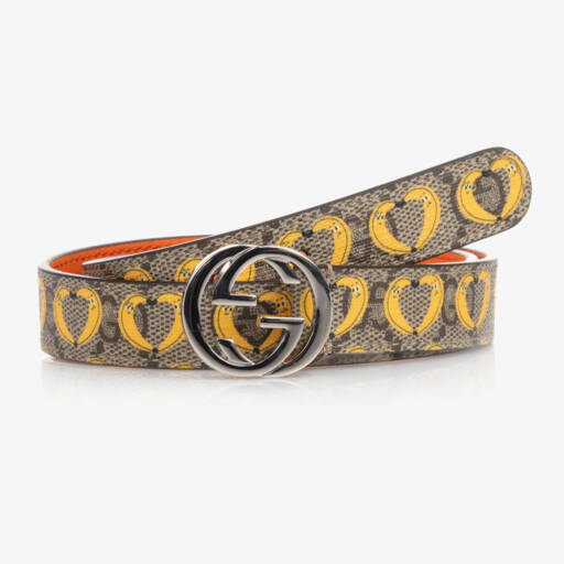 Gucci-Beige Banana Print GG Belt | Childrensalon Outlet