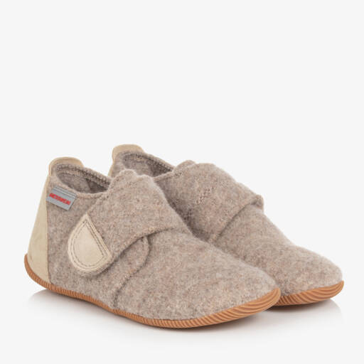 Giesswein-Beige Felted Wool Slippers | Childrensalon Outlet