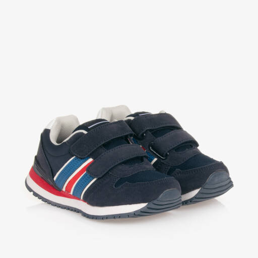 Beppi-Boys Blue Mesh Stripe Trainers | Childrensalon Outlet