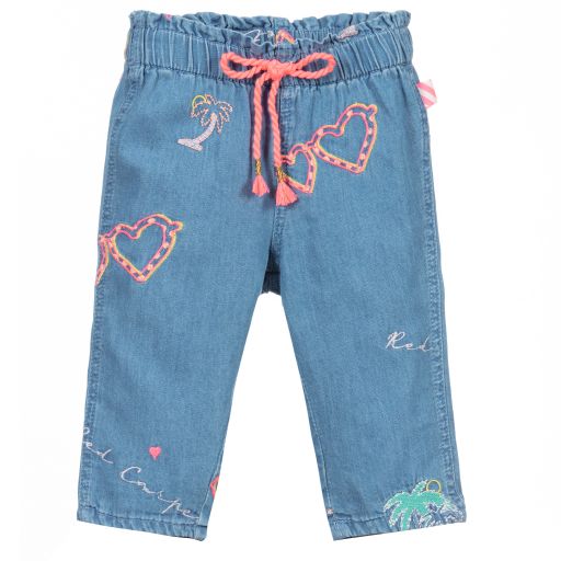 Billieblush-Blue Cotton Chambray Trousers | Childrensalon Outlet