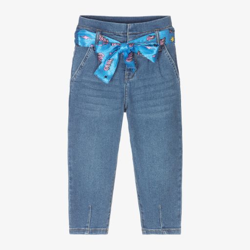 Billieblush-Blue Denim Jeans & Belt | Childrensalon Outlet