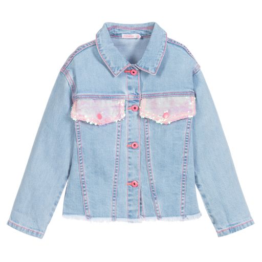 Billieblush-Blue Denim Sequin Jacket  | Childrensalon Outlet