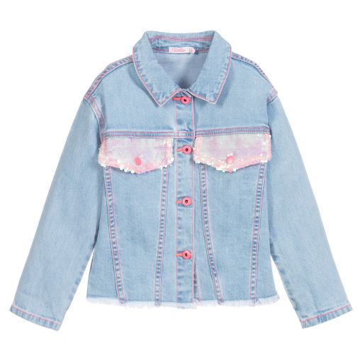 Billieblush-Veste pailletée bleue en denim  | Childrensalon Outlet