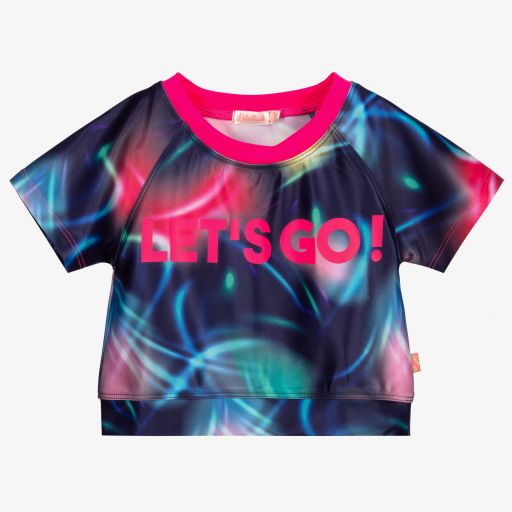 Billieblush-T-shirt court bleu et rose | Childrensalon Outlet