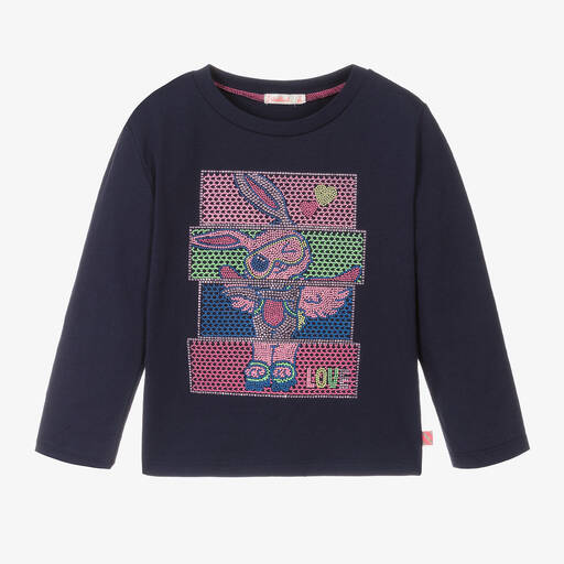 Billieblush-Girls Blue Cotton Bunny Top | Childrensalon Outlet