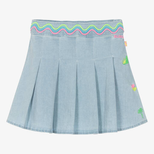 Billieblush-Girls Blue Cotton Embroidered Skirt | Childrensalon Outlet