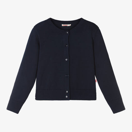 Billieblush-Girls Blue Cotton Knit Sequin Cardigan | Childrensalon Outlet