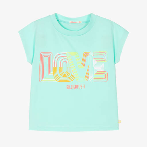 Billieblush-Girls Blue Cotton Love T-Shirt | Childrensalon Outlet