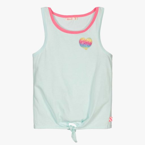Billieblush-توب فيست قطن لون أزرق باهت للبنات | Childrensalon Outlet