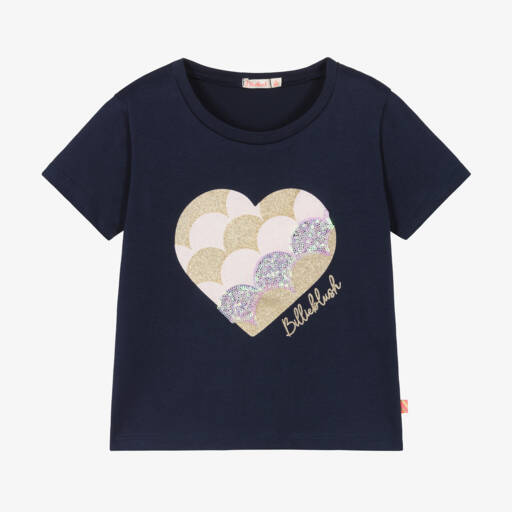 Billieblush-Girls Blue Heart Cotton Tee | Childrensalon Outlet