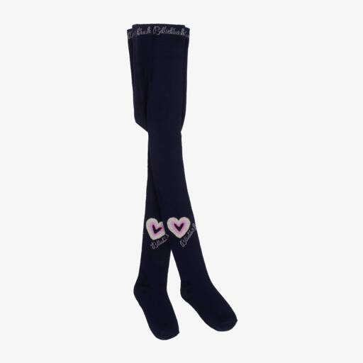 Billieblush-Girls Blue Heart Motif Tights | Childrensalon Outlet