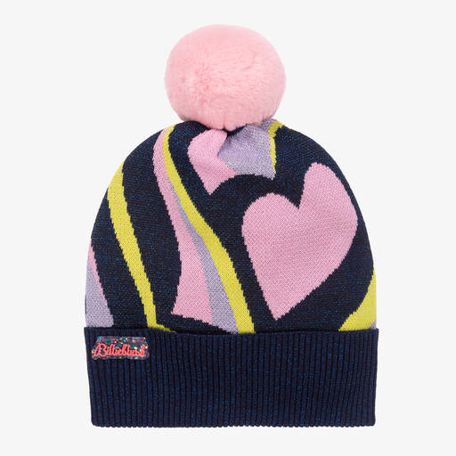 Billieblush-Girls Blue & Pink Glitter Pom-Pom Hat | Childrensalon Outlet