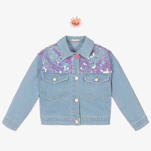 Billieblush-جاكيت قطن دنيم لون أزرق للبنات | Childrensalon Outlet