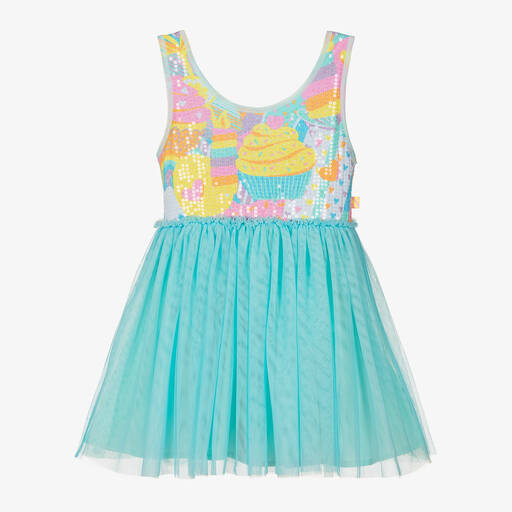 Billieblush-Girls Blue Sequin Tulle Dress | Childrensalon Outlet