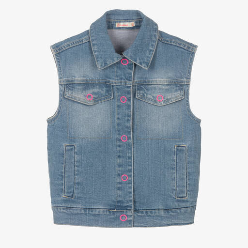 Billieblush-Veste bleue en jean sans manches | Childrensalon Outlet