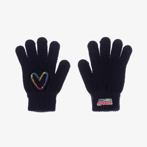 Billieblush-Girls Blue Sparkle Heart Mittens | Childrensalon Outlet