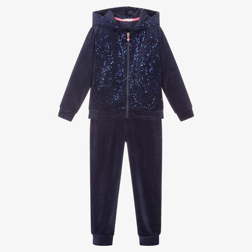 Billieblush-Blauer Velours-Trainingsanzug (M) | Childrensalon Outlet