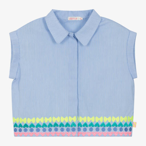 Billieblush-Классическая полосатая блузка синего цвета для девочек | Childrensalon Outlet