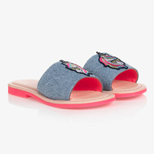 Billieblush-Girls Denim Unicorn Sliders | Childrensalon Outlet