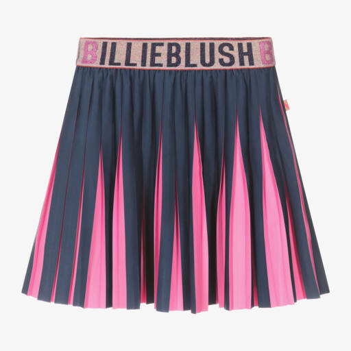 Billieblush-Girls Elegant Navy Satin Pleated Skirt | Childrensalon Outlet