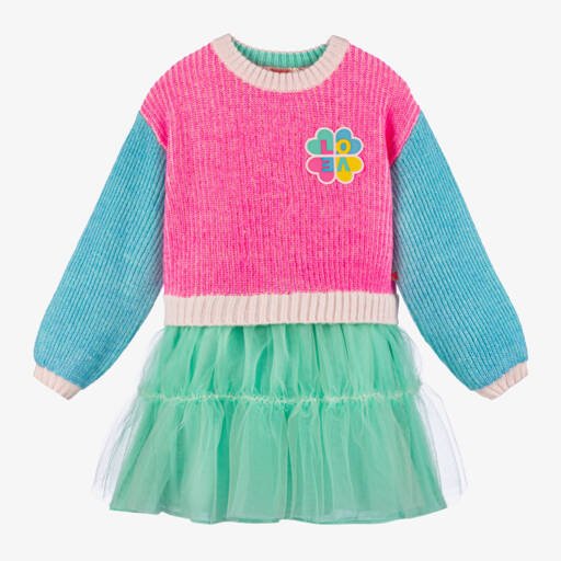 Billieblush-فستان بناتي من التول والتريكو بلون الفوشيا | Childrensalon Outlet