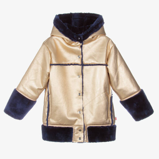 Billieblush-Золотистое пальто из искусственной кожи для девочек | Childrensalon Outlet