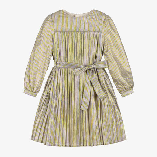 Billieblush-Girls Gold & Silver Striped Dress | Childrensalon Outlet