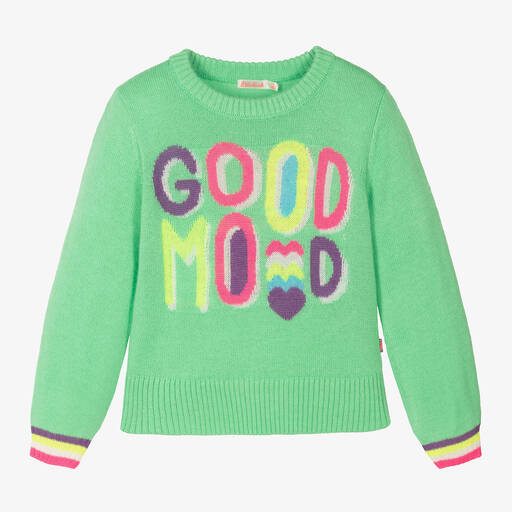 Billieblush-Pull vert en maille à cœurs fille | Childrensalon Outlet