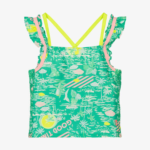 Billieblush-Girls Green Palm Print Sateen Top | Childrensalon Outlet