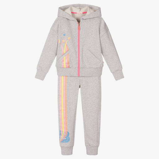 Billieblush-Серый спортивный костюм из меланжевой ткани для девочек | Childrensalon Outlet