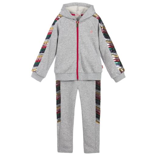 Billieblush-Girls Grey Sequin Tracksuit  | Childrensalon Outlet