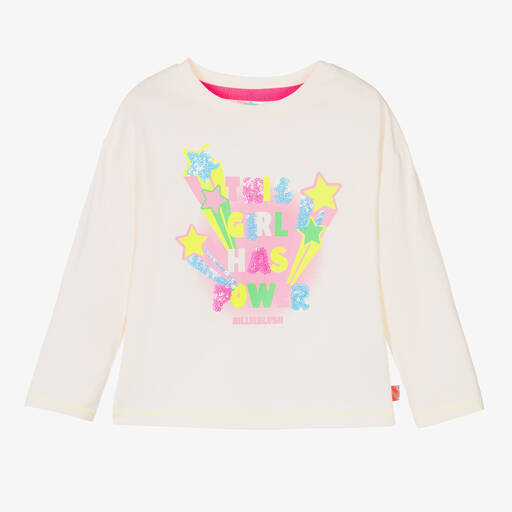 Billieblush-Girls Ivory Cotton DC Top | Childrensalon Outlet