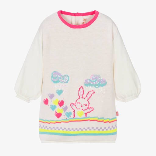 Billieblush-Girls Ivory Cotton Knit Bunny Dress | Childrensalon Outlet