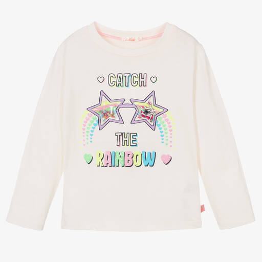 Billieblush-Girls Ivory Cotton Rainbow Top | Childrensalon Outlet