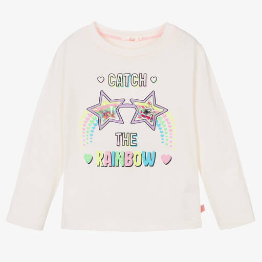 Billieblush-Кремовый хлопковый топ с радужным рисунком | Childrensalon Outlet