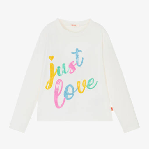 Billieblush-Girls Ivory Cotton Sequin Tee | Childrensalon Outlet