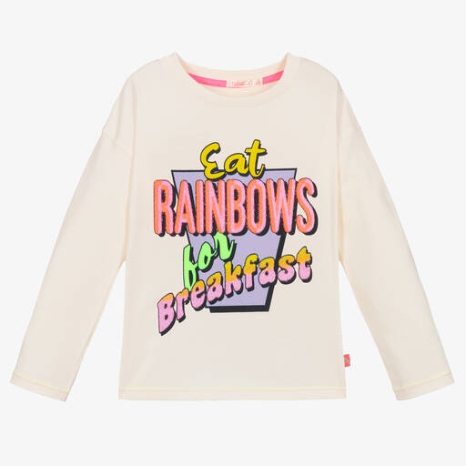 Billieblush-Girls Ivory Cotton Slogan Top | Childrensalon Outlet