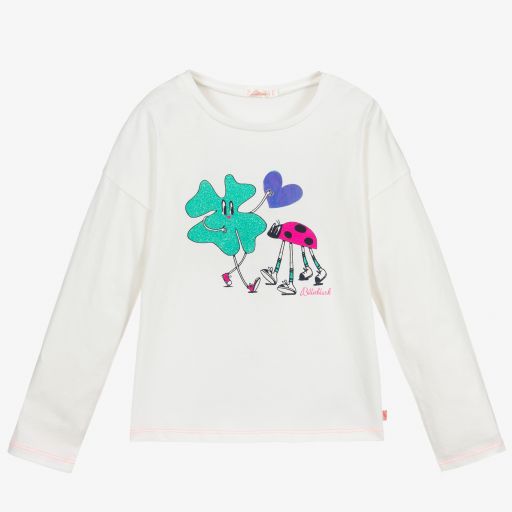 Billieblush-Girls Ivory Cotton Top | Childrensalon Outlet