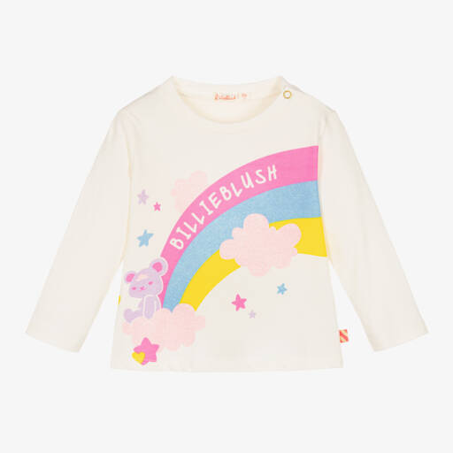 Billieblush-Girls Ivory Jersey Rainbow Tee | Childrensalon Outlet
