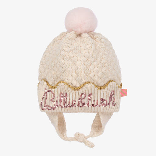 Billieblush-Girls Ivory Pom-Pom Hat | Childrensalon Outlet