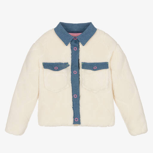 Billieblush-Girls Ivory Teddy Fleece Collared Jacket | Childrensalon Outlet