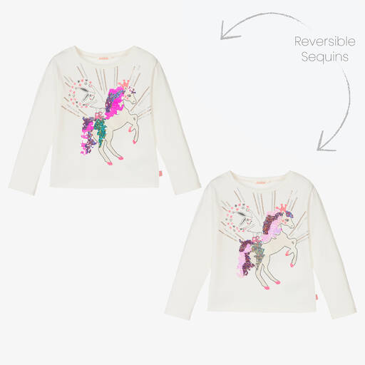 Billieblush-Girls Ivory Unicorn Top | Childrensalon Outlet