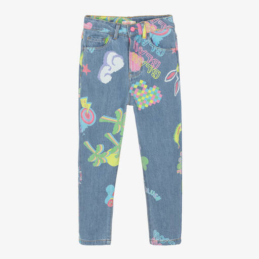 Billieblush-Голубые хлопковые джинсы со сплошным принтом | Childrensalon Outlet